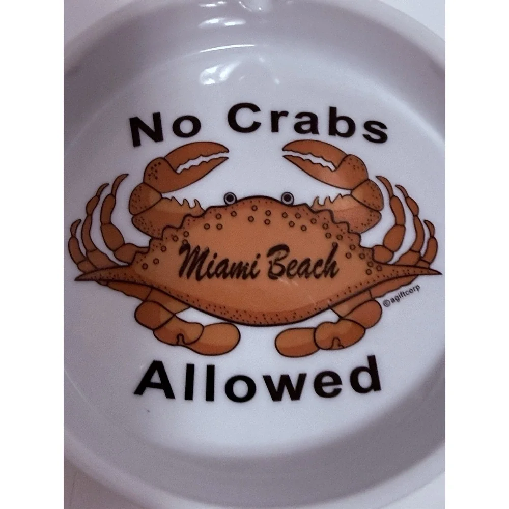Vintage Miami Beach Ashtray No Crabs Allowed‎ Funny Beach Bar Decor Souvenir